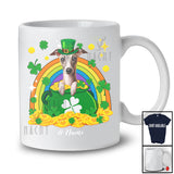 Personalized Custom Name Whippet Leprechaun In Pot Of Gold; Lovely St. Patrick's Day Rainbow T-Shirt
