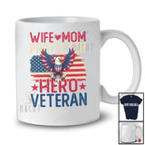 Personalized Custom Name Wife Mom Protector Hero Veteran; Proud Mother's Day US Flag T-Shirt