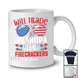 Personalized Custom Name Will Trade Grandpa For Firecrackers; Proud 4th Of July Sunglasses T-Shirt