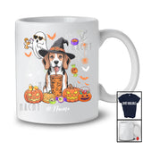 Personalized Custom Name Witch Beagle Drink Coffee; Horror Halloween Boo Ghost Pumpkin T-Shirt
