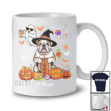 Personalized Custom Name Witch Bulldog Drink Coffee; Horror Halloween Boo Ghost Pumpkin T-Shirt
