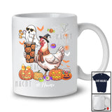 Personalized Custom Name Witch Chicken Boo Drinking Coffee; Joyful Halloween Chicken Farmer T-Shirt