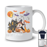 Personalized Custom Name Witch Corgi Owner Lover; Awesome Halloween Moon Pumpkin Candy T-Shirt