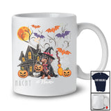 Personalized Custom Name Witch Dachshund Owner Lover; Awesome Halloween Moon Pumpkin Candy T-Shirt