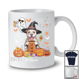 Personalized Custom Name Witch Pit Bull Drink Coffee; Horror Halloween Boo Ghost Pumpkin T-Shirt