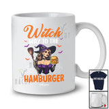 Personalized Custom Name Witch Way To The Hamburger; Scary Halloween Witch Eating Food; Family T-Shirt