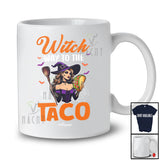 Personalized Custom Name Witch Way To The Taco; Scary Halloween Witch Eating Food; Family T-Shirt