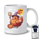 Personalized Custom Name Wizard Fat Chicken Witch Cosplay; Lovely Halloween Moon Farmer T-Shirt