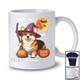 Personalized Custom Name Wizard Fat Corgi Witch Cosplay; Lovely Halloween Moon Corgi Owner T-Shirt