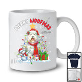 Personalized Custom Name Woofmas; Lovely Christmas Lights Santa Bearded Collie; Snowman T-Shirt
