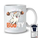 Personalized Custom Name Working On My Boo-ty; Amusing Halloween Boo Ghost Gym Fitness T-Shirt