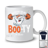 Personalized Custom Name Working On My Boo-ty; Happy Halloween Ghost Bow Tie; Gym Fitness T-Shirt