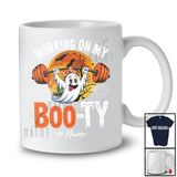 Personalized Custom Name Working On My Boo-ty; Happy Halloween Moon Ghost; Gym Fitness T-Shirt