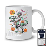 Personalized Custom Name Zombie Riding T-Rex Mummy; Scary Halloween Dinosaur Cosplay; Family T-Shirt