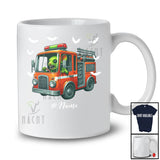 Personalized Custom Name Zombies Rat On Fire Truck; Horror Halloween Fire Truck Driving Driver T-Shirt