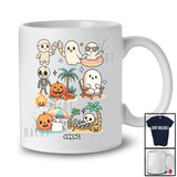 Personalized Custom Name Zombies Skeleton Pumpkin; Creepy Summer Halloween Beach T-Shirt