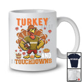 Personalized Custom Number Turkey And Touchdowns, Awesome Thanksgiving Turkey Football Player T-Shirt