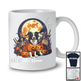 Personalized Custom Puppy's Name Border Collie Dog, Lovely Halloween Skeleton Pumpkins T-Shirt