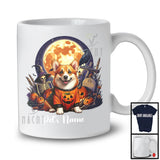 Personalized Custom Puppy's Name Corgi Dog, Lovely Halloween Skeleton Pumpkins T-Shirt