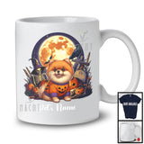 Personalized Custom Puppy's Name Pomeranian Dog, Lovely Halloween Skeleton Pumpkins T-Shirt