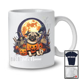 Personalized Custom Puppy's Name Pug Dog, Lovely Halloween Skeleton Pumpkins T-Shirt
