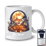 Personalized Custom Puppy's Name Shiba Inu Dog, Lovely Halloween Skeleton Pumpkins T-Shirt
