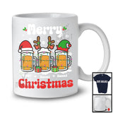 Personalized Custom Three Names Merry Christmas; Cheerful Three Beer Glasses; Drinking T-Shirt