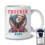 Personalized Custom Trucker Name, Awesome 4th Of July Eagle American Flag, Trucker Group T-Shirt