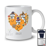 Personalized Custom Name Witch Bichon Frise Heart; Happy Halloween Thanksgiving Sunflowers T-Shirt