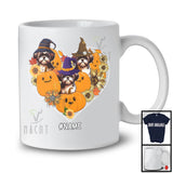 Personalized Custom Name Witch Shih Tzu Heart; Happy Halloween Thanksgiving Sunflowers T-Shirt