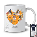 Personalized Custom Name Witch St. Bernard Heart; Happy Halloween Thanksgiving Sunflowers T-Shirt