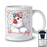 Personalized Cute Chicken US Flag Bow Tie; Amazing 4th Of July Farm; Custom Name Farmer T-Shirt