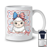 Personalized Cute Sheep US Flag Bow Tie; Amazing 4th Of July Sheep Farm; Custom Name Farmer T-Shirt