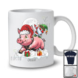 Personalized Dabbing Gnome Riding Pig; Cheerful Christmas Custom Name Santa Farm; Farmer T-Shirt