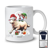 Personalized Dabbing Gnome Riding Sheep; Cheerful Christmas Custom Name Santa Farm; Farmer T-Shirt