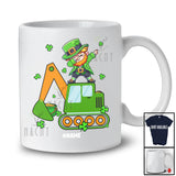 Personalized Dabbing Leprechaun On Excavator; Happy St. Patrick's Day Custom Name Boy Driver T-Shirt