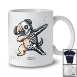 Personalized Dabbing Pug Skeleton; Joyful Halloween Custom Name Owner Family Group T-Shirt