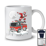 Personalized Dabbing Santa On Fire Truck; Joyful Christmas Custom Name; Fire Truck Driver T-Shirt