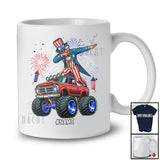 Personalized Dabbing Uncle Sam On Monster Truck; Cheerful 4th Of July Custom Name Patriotic T-Shirt