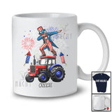 Personalized Dabbing Uncle Sam On Tractor; Cheerful 4th Of July Custom Name Patriotic T-Shirt
