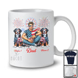 Personalized Dad With Two Custom Name Appenzeller Sennenhund, Amazing 4th Of July Fireworks T-Shirt