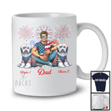 Personalized Dad With Two Custom Name Bearded Collie, Amazing 4th Of July Fireworks Patriotic T-Shirt