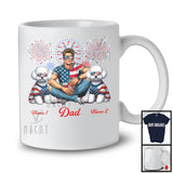 Personalized Dad With Two Custom Name Bichon Frise, Amazing 4th Of July Fireworks Patriotic T-Shirt