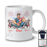 Personalized Dad With Two Custom Name Maltipoo, Amazing 4th Of July Fireworks Patriotic T-Shirt
