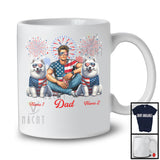 Personalized Dad With Two Custom Name Samoyed, Amazing 4th Of July Fireworks Patriotic T-Shirt