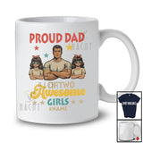 Personalized Dad of 2 Awesome Girls; Joyful Father's Day Vintage; Custom Name Daughters Family T-Shirt