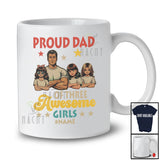 Personalized Dad of 3 Awesome Girls; Joyful Father's Day Vintage; Custom Name Daughters Family T-Shirt