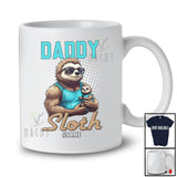 Personalized Daddy Sloth; Humorous Father's Day Custom Name Muscle Sloth Dad Boy Family T-Shirt