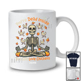 Personalized Dead Inside Still Love Chickens; Scary Halloween Custom Name Skeleton Yoga Workout T-Shirt