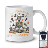 Personalized Dead Inside Still Love Dogs; Scary Halloween Custom Name Skeleton Yoga Workout T-Shirt